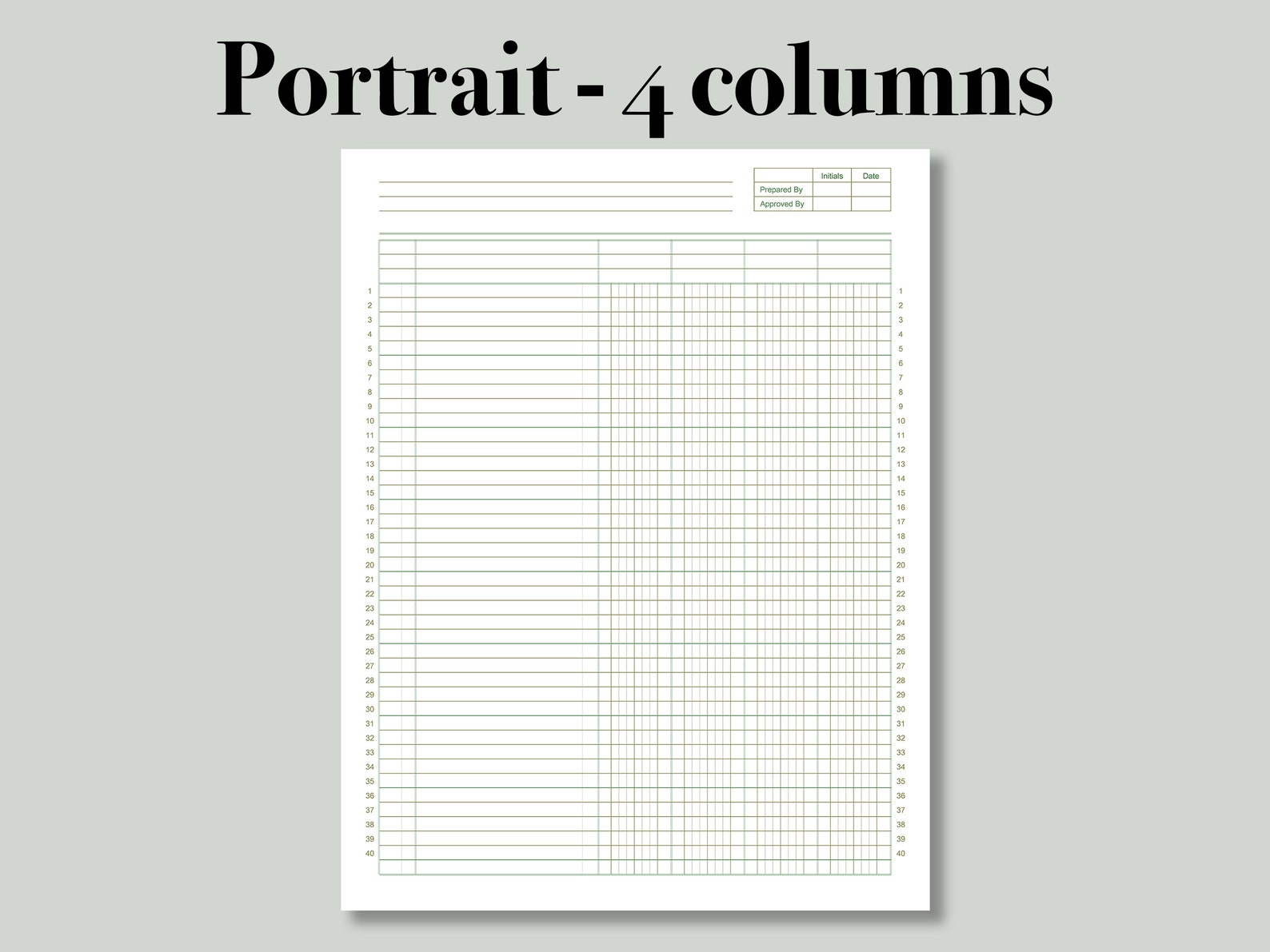 Printable Columnar Paper. Accounting Ledger. Digital Ledger Etsy