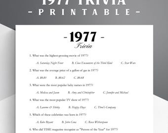 Gra quizowa z 1977 roku: quiz imprezowy w stylu retro lat 70. (plik PDF do druku)
