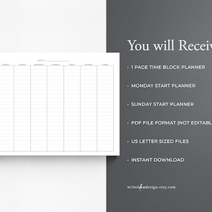 Week Blocks Monday Printable Weekly Time Blocking Planner: 24 Hour Schedule (PDF) - Etsy