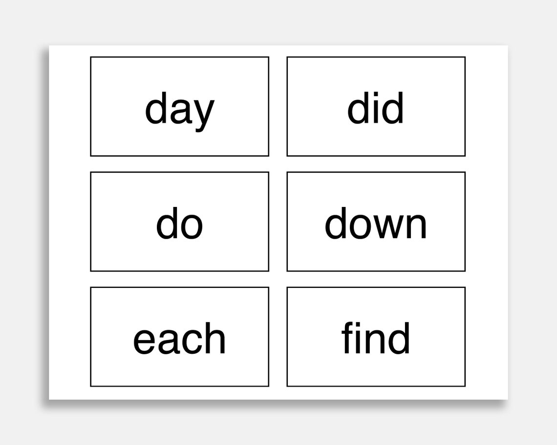 100 Sight Words Printable Flash Card. Preschool Sight Words. - Etsy