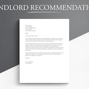 Plantilla de carta de recomendación profesional para propietarios. Documentos de Google/Microsoft Word. Carta de recomendación de alquiler.