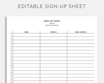 editable sign up sheet pdf google docs microsoft word sign etsy