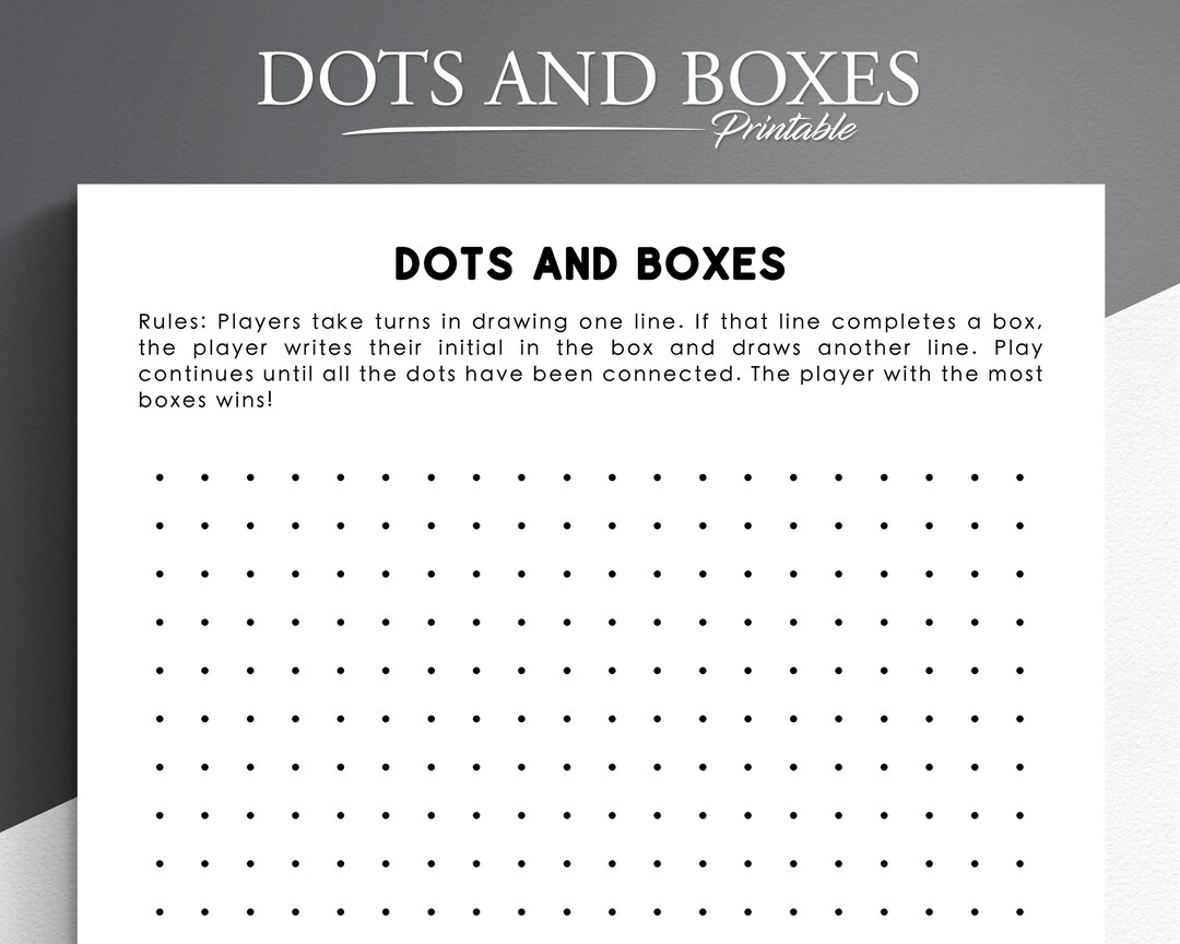 Dots And Boxes Printable Game Dot Grid Printable Game Pigs Etsy Sweden