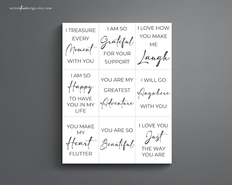 45 Printable Love Notes: Romantic Messages (PDF) - Etsy