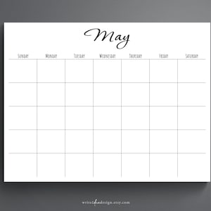 Printable Blank Monthly Calendar. Monday/sunday Start. Letter/a4 ...