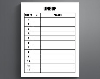 Baseball Softball Lineup Sheet: Printable Batting Order (PDF)