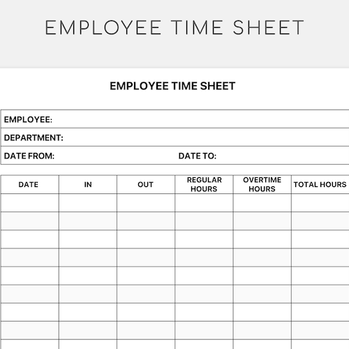 employee timesheet editable timesheet printable timesheet etsy