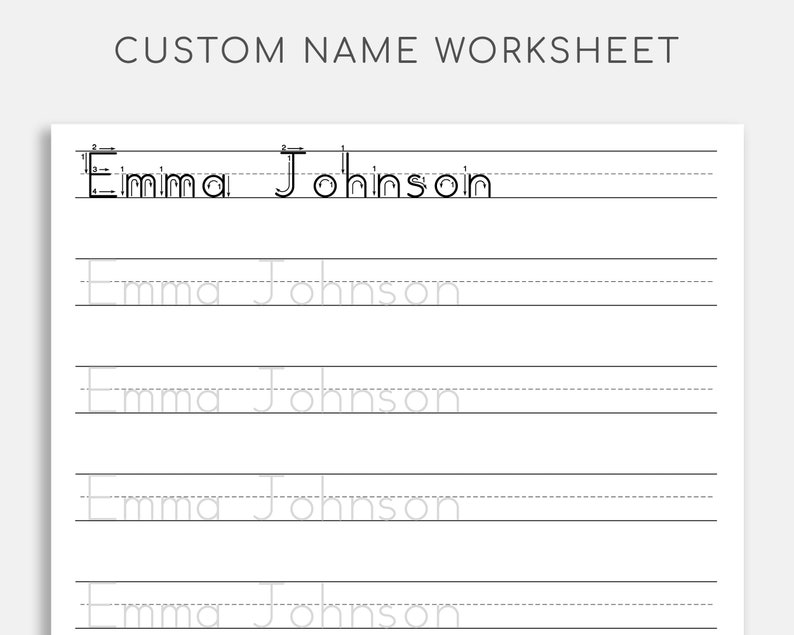 Name Tracing Sheet. Name Writing. Name Worksheet. Learn to Etsy
