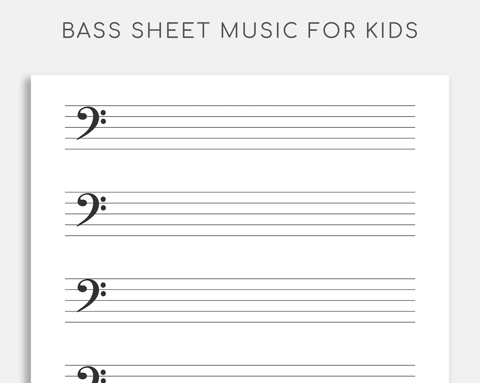 Kids Printable Bass Clef Sheet Music for Letter/a4. Blank Etsy