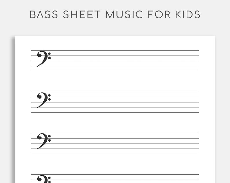 Kids Printable Bass Clef Sheet Music for Letter/a4. Blank | Etsy