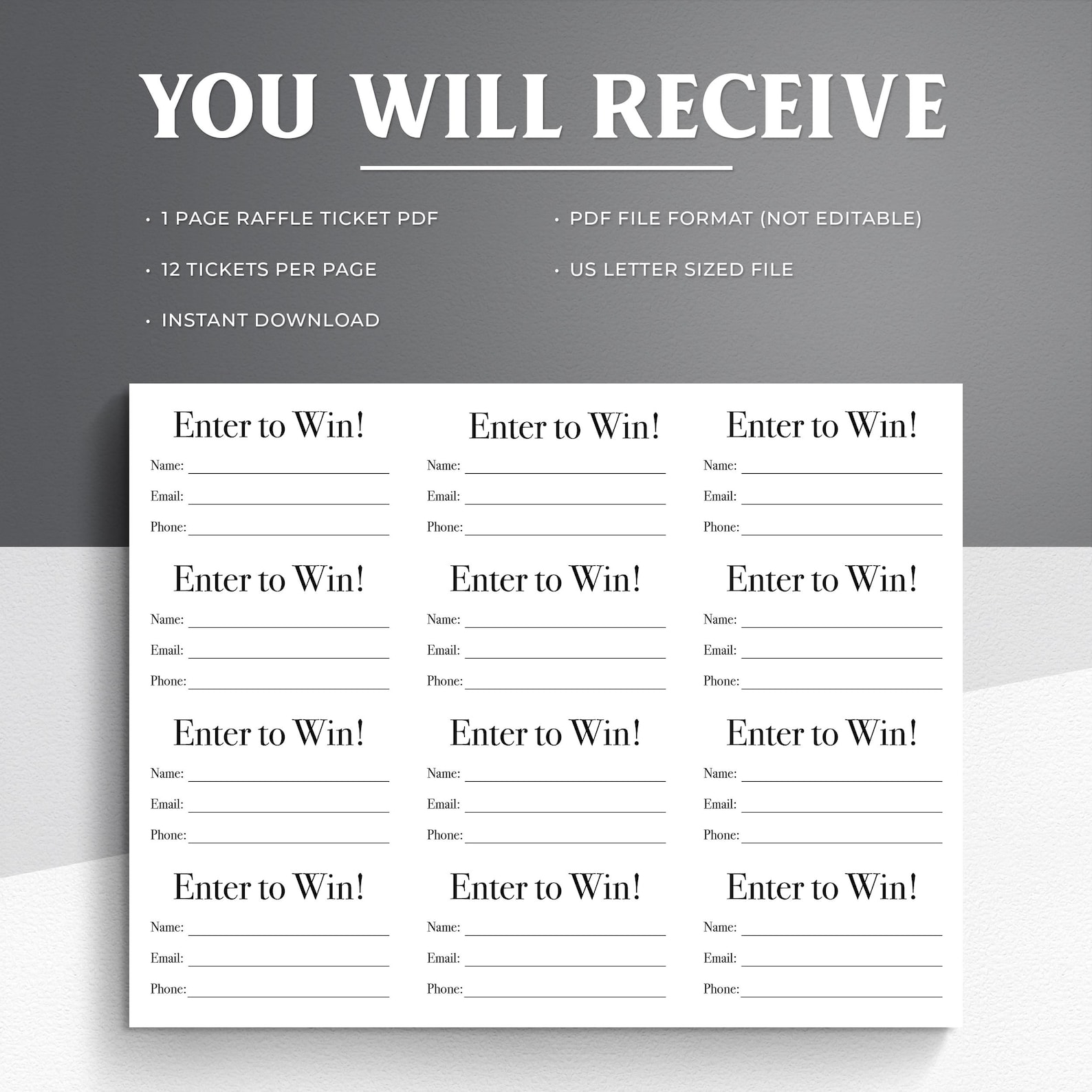 Printable Raffle Tickets | 12 per Page Template (PDF) - Etsy