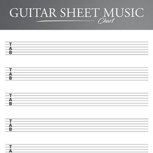 Printable Guitar Tab Paper for US Letter and A4. Blank Guitar Tab Printable. Guitar Tablature Paper. Blank Guitar Music Paper. image 1