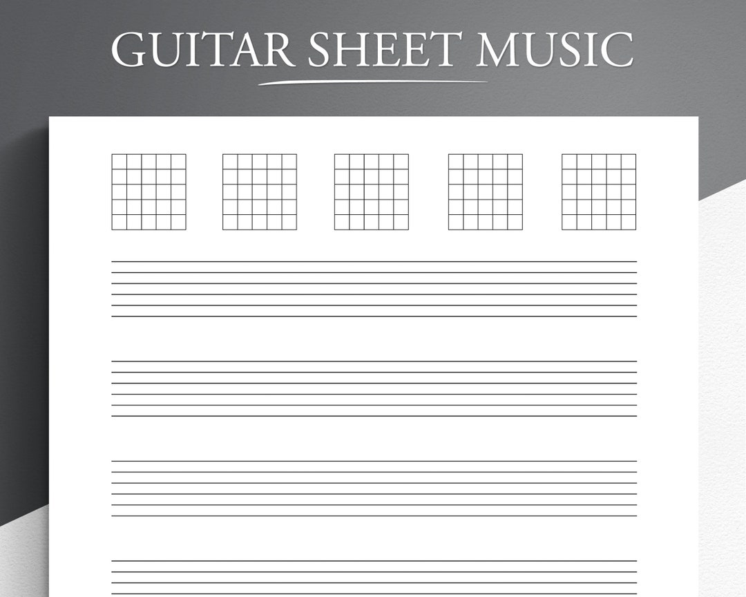 Printable Guitar Sheet Music for Letter/a4. Blank Music Tab Sheets for