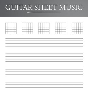 Partituras de Guitarra Imprimibles para Carta/A4. Hojas de tablaturas de música en blanco para guitarra.