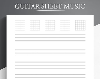 Printable Guitar Sheet Music for Letter/A4. Blank Music Tab Sheets for Guitar.