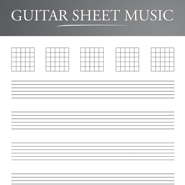 Printable Guitar Sheet Music for Letter/A4. Blank Music Tab Sheets for Guitar.