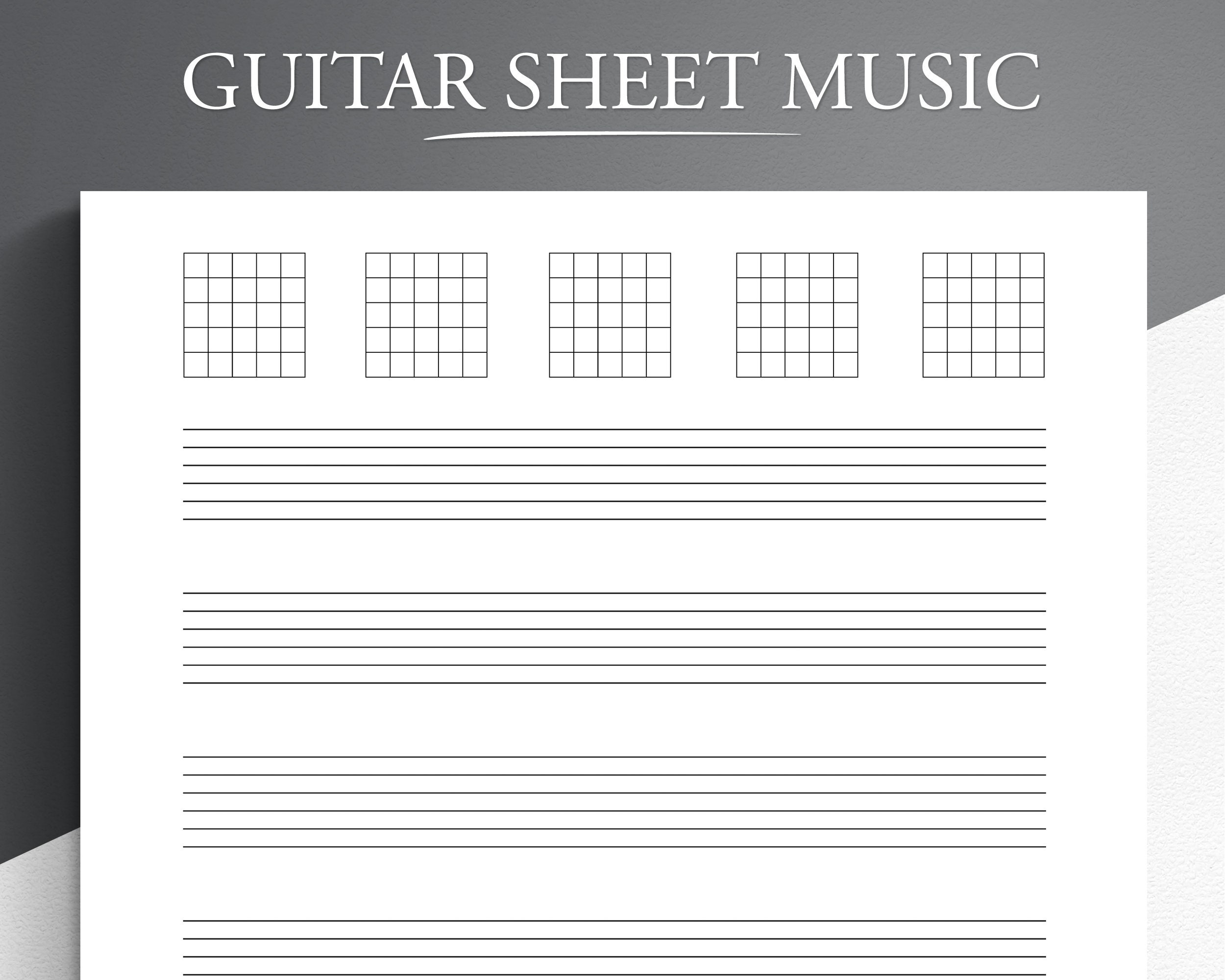Printable Guitar Sheet Music for Letter/a4. Blank Music Tab - Etsy