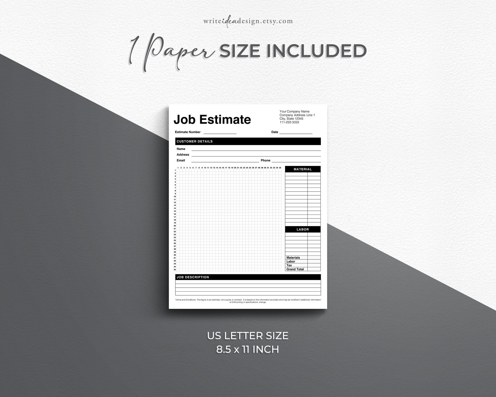 Job Sketch Estimate Form | Editable Estimate Template | Printable ...