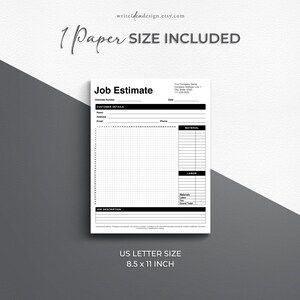 Job Sketch Estimate Form | Editable Estimate Template | Printable ...