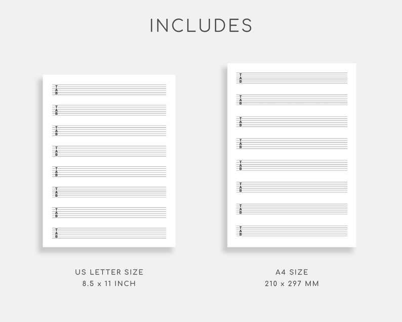 Printable Guitar Tab Paper for US Letter and A4. Blank Guitar - Etsy
