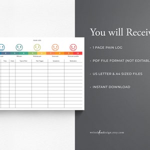 Printable Pain Log - Track Your Child's Pain and Symptoms. PDF Download. Pain Tracker. - Etsy