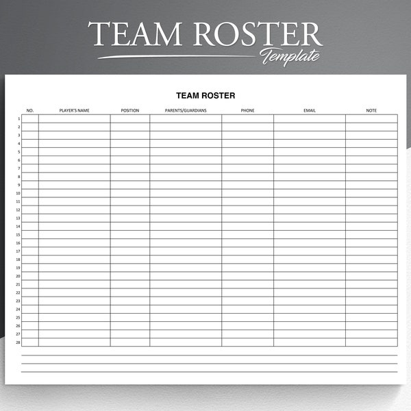 Team Roster. Google Docs/Word/Adobe PDF. Sports Roster Printable. Soccer Team Roster. Softball Roster. Football Roster.