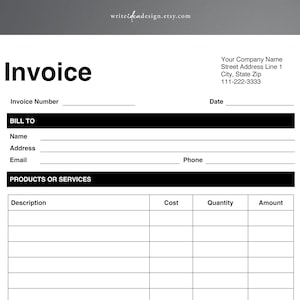Invoice Template PDF/Google Docs/Word. Business Invoice. Invoice Word. Editable Invoice. Custom Invoice. Printable Invoice. Invoice Form.