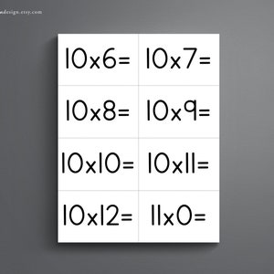Multiplication Flash Cards Set 0-12: Math Practice (PDF) - Etsy
