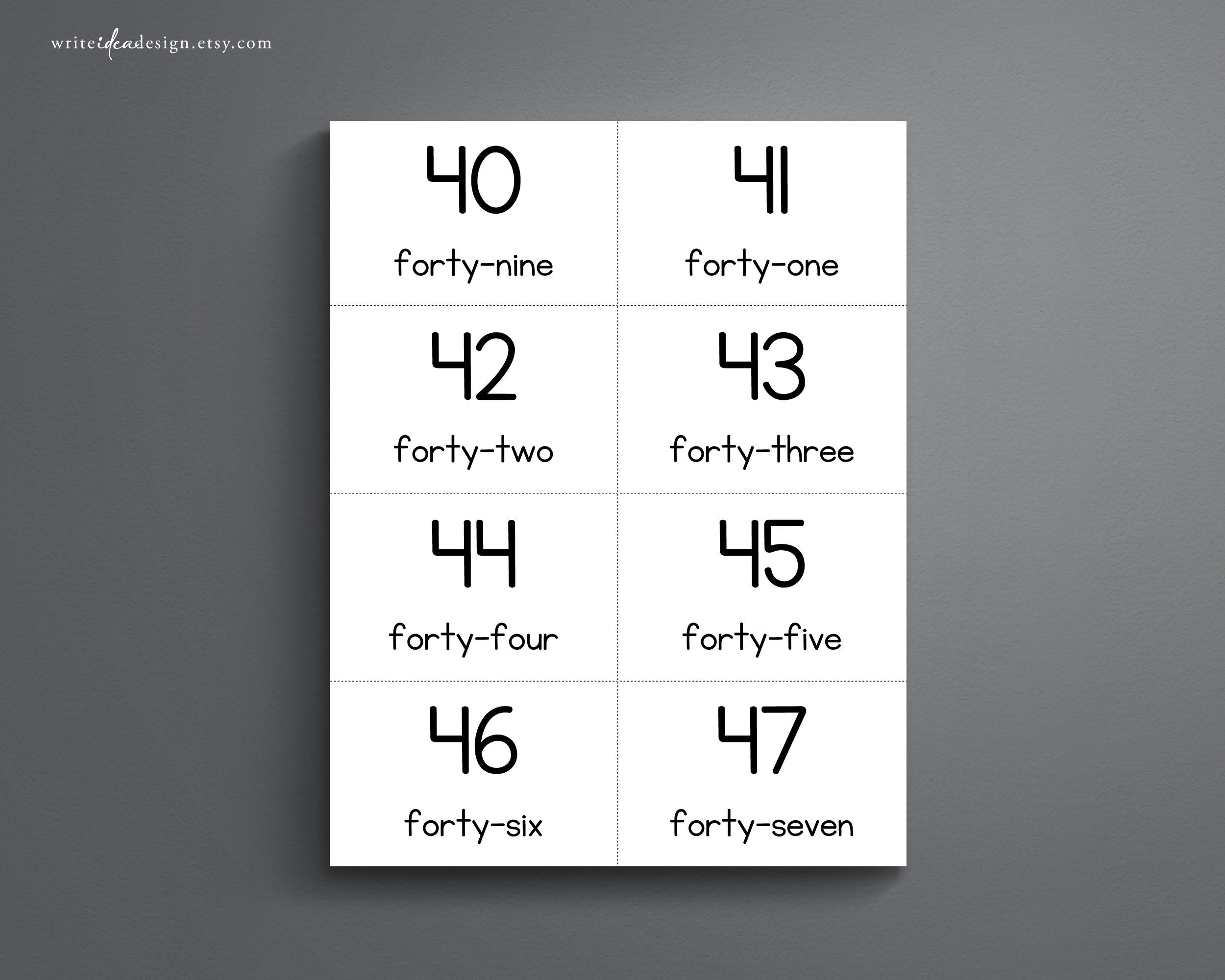 Number Words 0-100 Printable Flash Cards. Math Flash Cards. - Etsy UK
