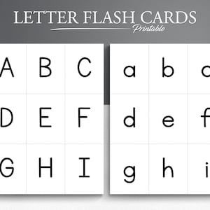 Letter Printable Flash Karte. Kindergarten Anblick Worte. Flash-Karten in Kleinbuchstaben. Flash-Karten in Großbuchstaben