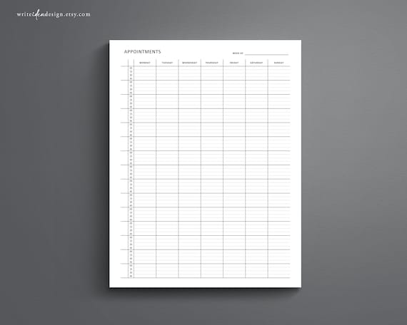 Printable Weekly Appointment Tracker, Minimalist Schedule (PDF)