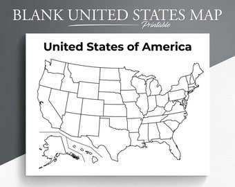 Printable Blank US Map. Educational Map for Kids. USA Coloring Page. United States Map Coloring.