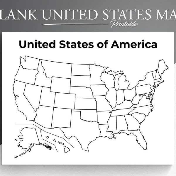 Printable Blank US Map. Educational Map for Kids. USA Coloring Page. United States Map Coloring.