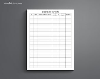 Druckbares Scheckbuch-Register: US Letter Size (PDF)