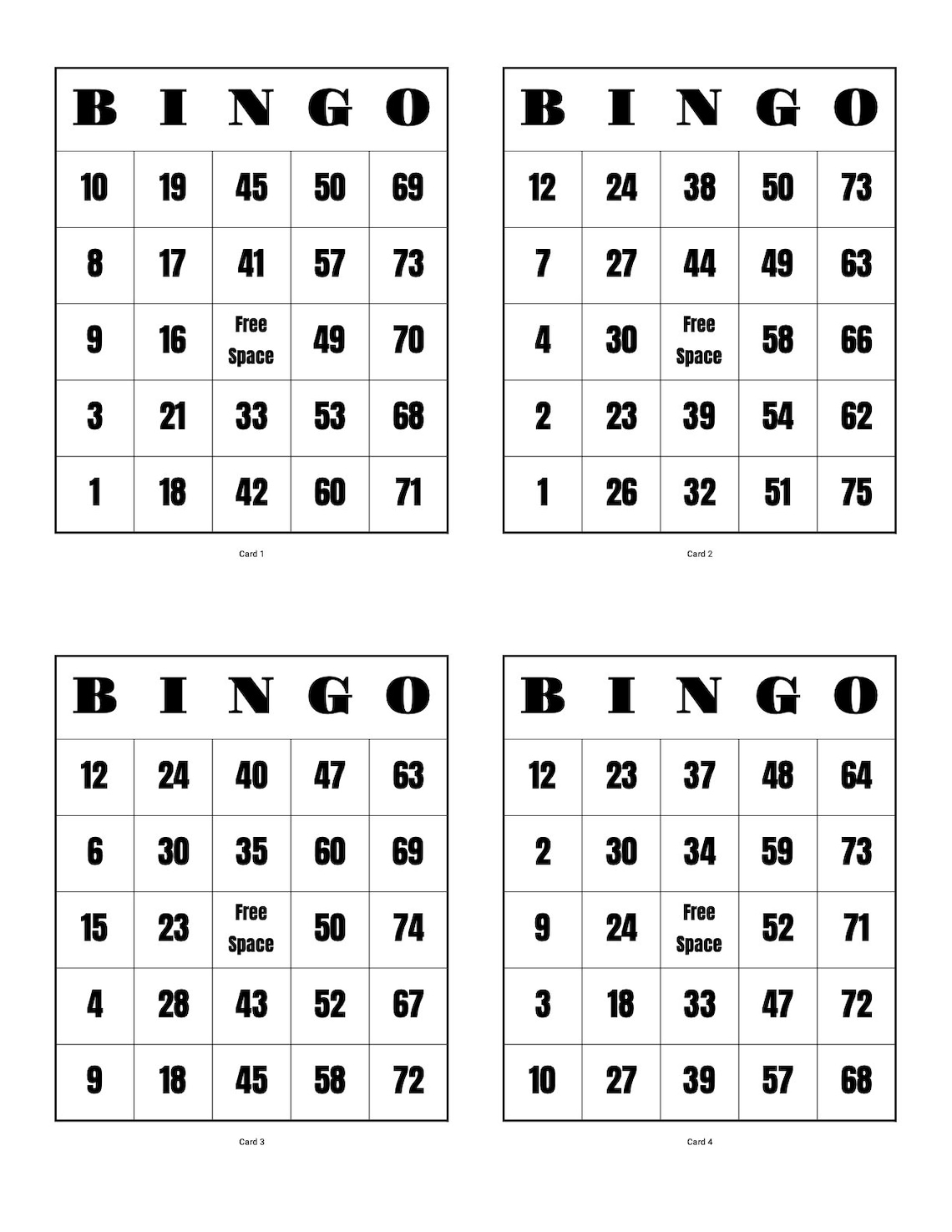 Printable Bingo Game. 1000 Bingo Cards. Instant Download Bingo Etsy