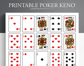 48 carte Poker Keno stampabili. Carte PO-KE-NO. Carte Pokeno stampabili