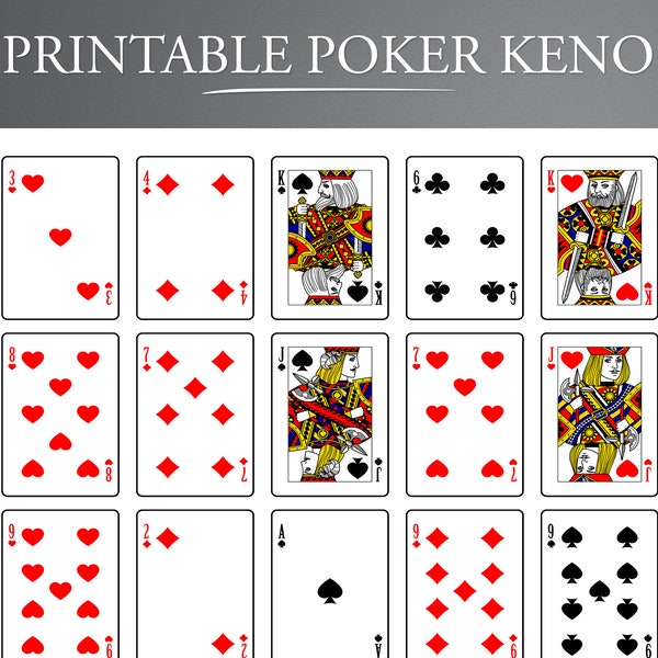 48 Printable Poker Keno Cards. PO-KE-NO Cards. Printable Pokeno Cards