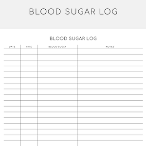 Blood Sugar Log Printable Blood Sugar Tracker Editable Etsy