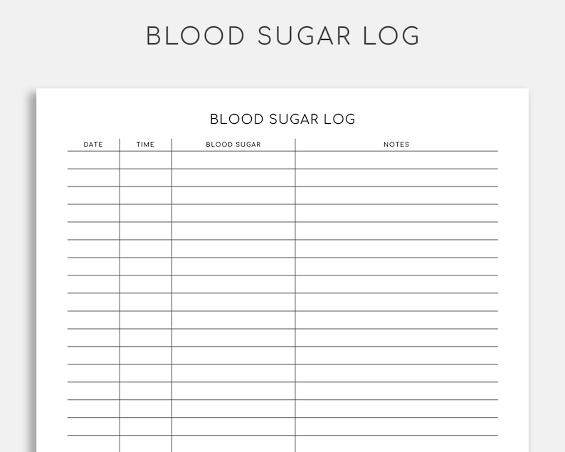Blood Sugar Log Printable Blood Sugar Tracker Editable Etsy