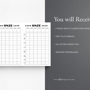Printable Onze Score Sheet. Onze Score Pad. Onze Game Scoresheet. - Etsy