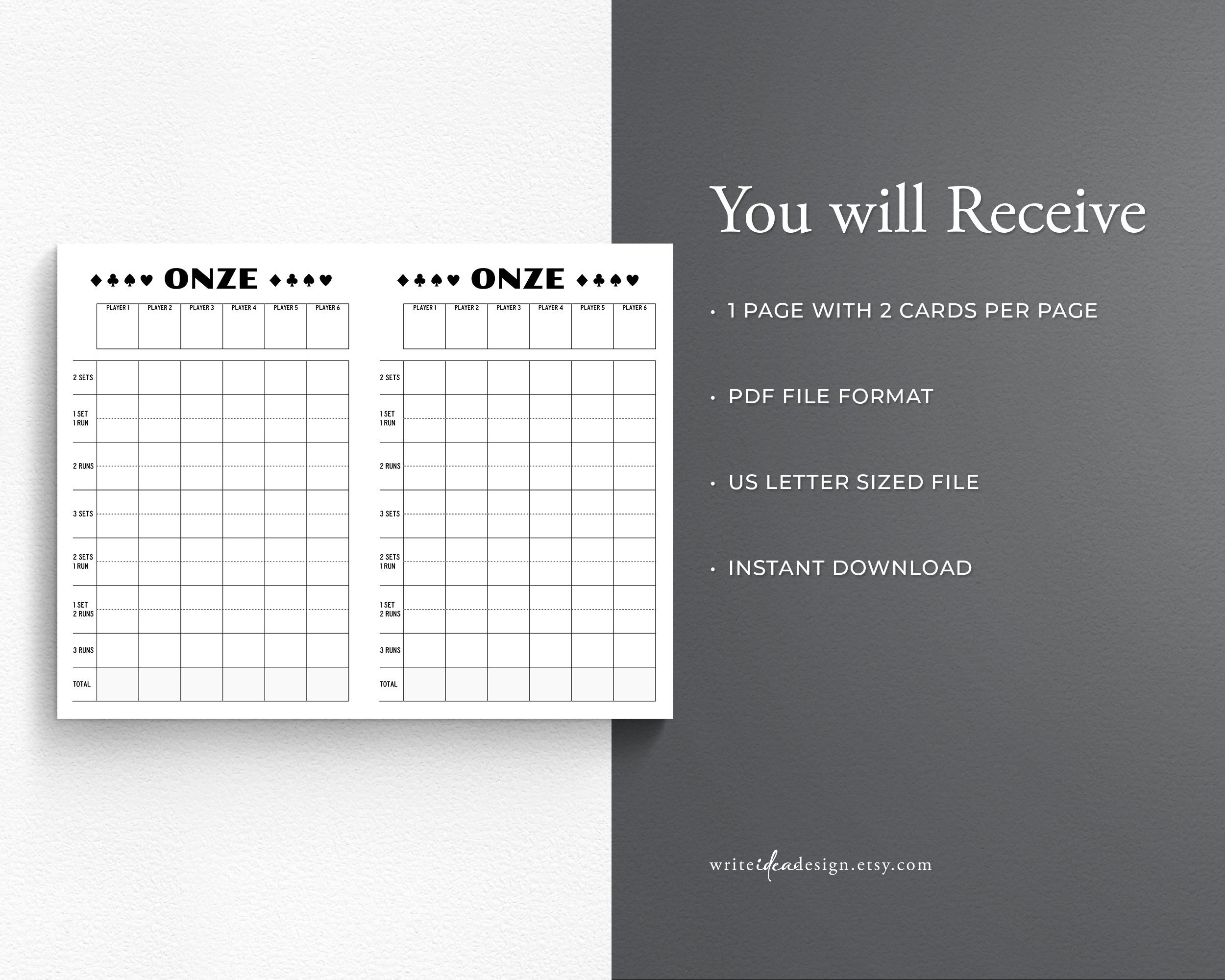 printable-onze-score-sheet-onze-score-pad-onze-game-etsy-canada