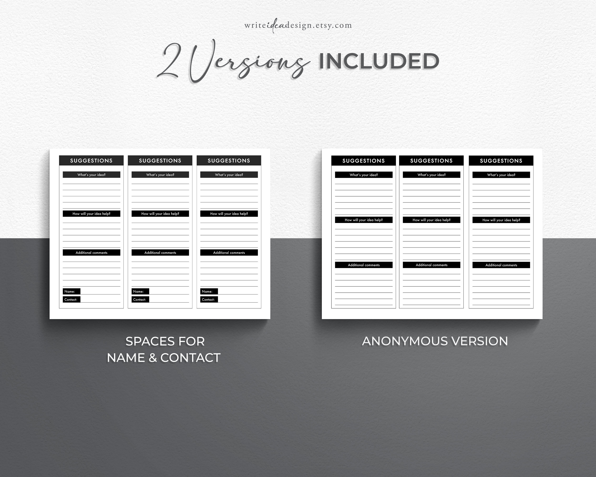 Printable Employee Suggestion Card. Suggestion Form. Employee Etsy UK