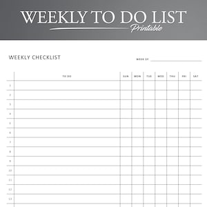 Weekly To Do List. Weekly Checklist Printable. Weekly Planner. Weekly Habit Tracker.