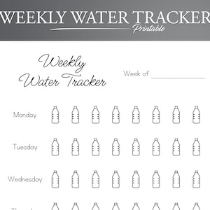 Weekly Water Tracker. Water Log. Weekly Water Challenge.