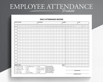 Employee Attendance Tracker: Printable Absence Log (PDF)