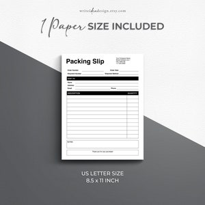 K&ouml;nnte beinhalten: Schwarz-wei&szlig; druckbare Packzettelvorlage f&uuml;r US Letter Papier (8,5 x 11 Zoll). Die Vorlage enth&auml;lt Felder f&uuml;r Bestellnummer, Versanddatum, Lieferadresse, Beschreibung, Menge und Notizen.