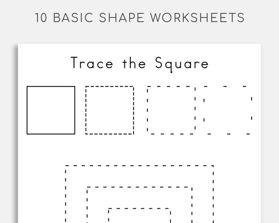 basic shape worksheets 10 preschool shape tracing worksheet etsy israel