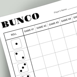 Bunco Score Card. Printable Bunco Score Card. Bunco Score Sheets. Bunco Score Pad. Bunco Game. Bunco Printable.