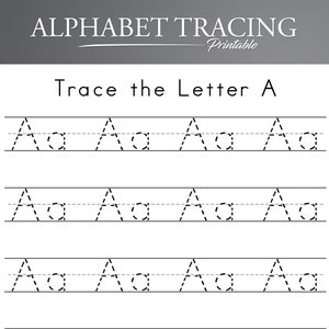 Seguimiento del alfabeto. 26 Imprimible Traza el Alfabeto. Práctica de escritura a mano. Seguimiento de letras. Hojas de trabajo de seguimiento.