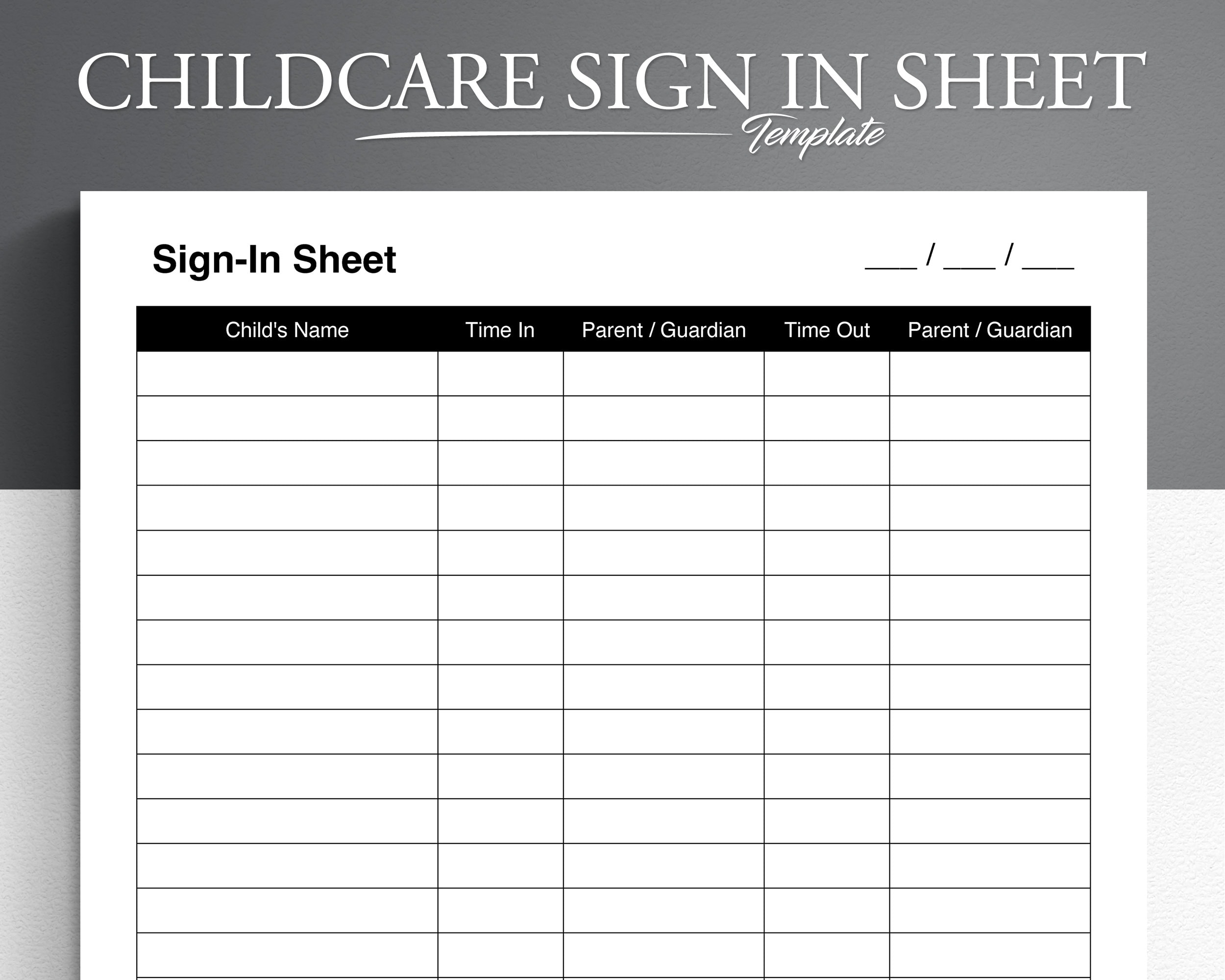 Nursery Sign In Sheet Template